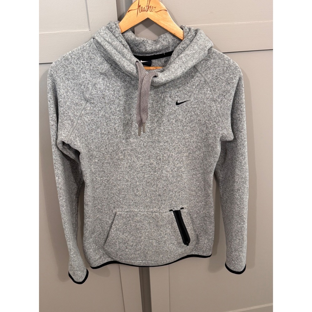 Nike Womens Therma-FIT Hoodie Gray‎ Heather Fleece Pullover Sweater Small